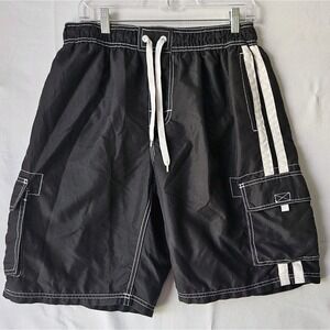 Kanu Surf Swim Trunks Mens Size L  Black White Bathing Suit